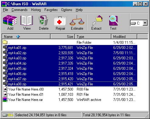 Picture of Multiple Zip Files Selected